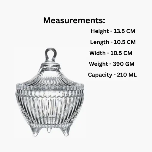 Hash Shoppe 210 ML Glass Bowl with Secure Lid – Ideal for Kitchen & Dining - Pack of 1